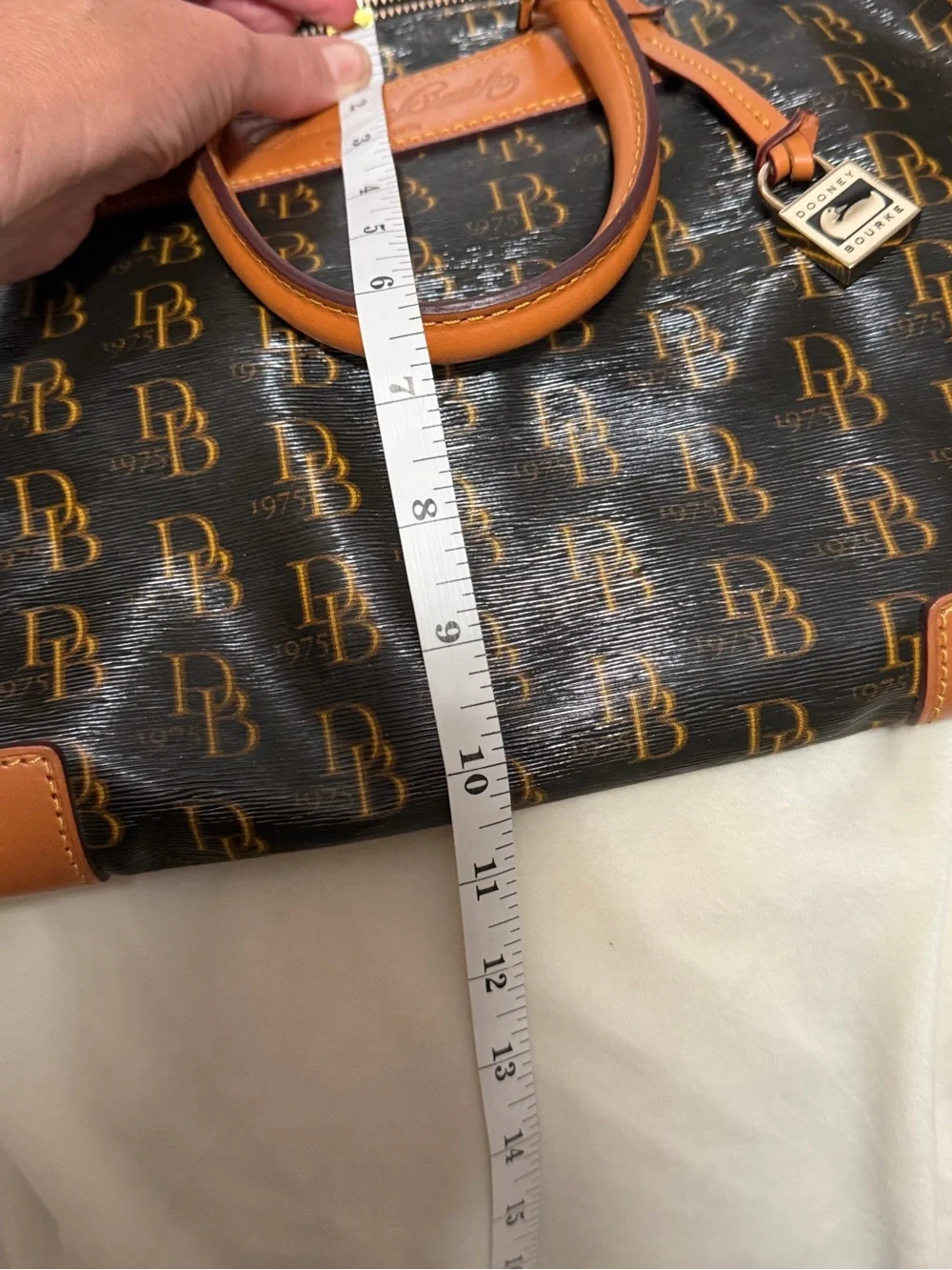 Dooney & Bourke Vanessa 1975 Signature Satchel with Tan Leather Trim